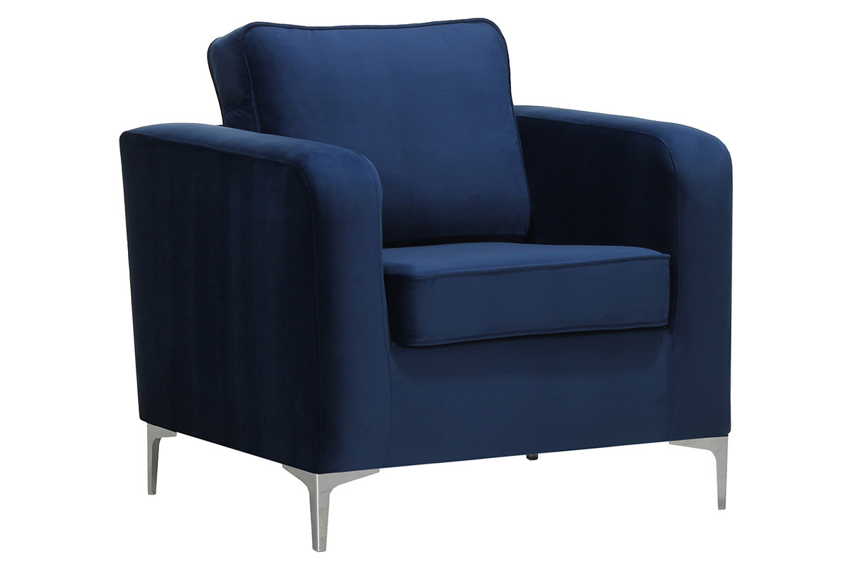 Design-Sessel Velours Dunkelblau HARRY