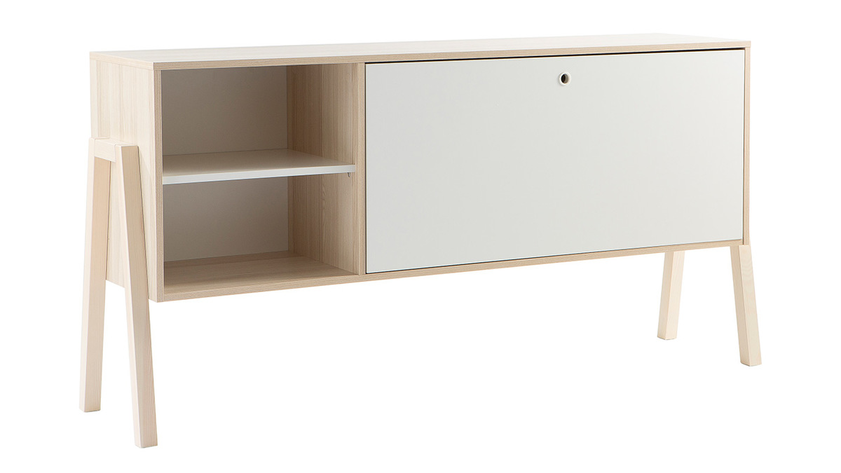 Design-Sideboard 1 Tren/2 Schubladen Wei und Holz EASY