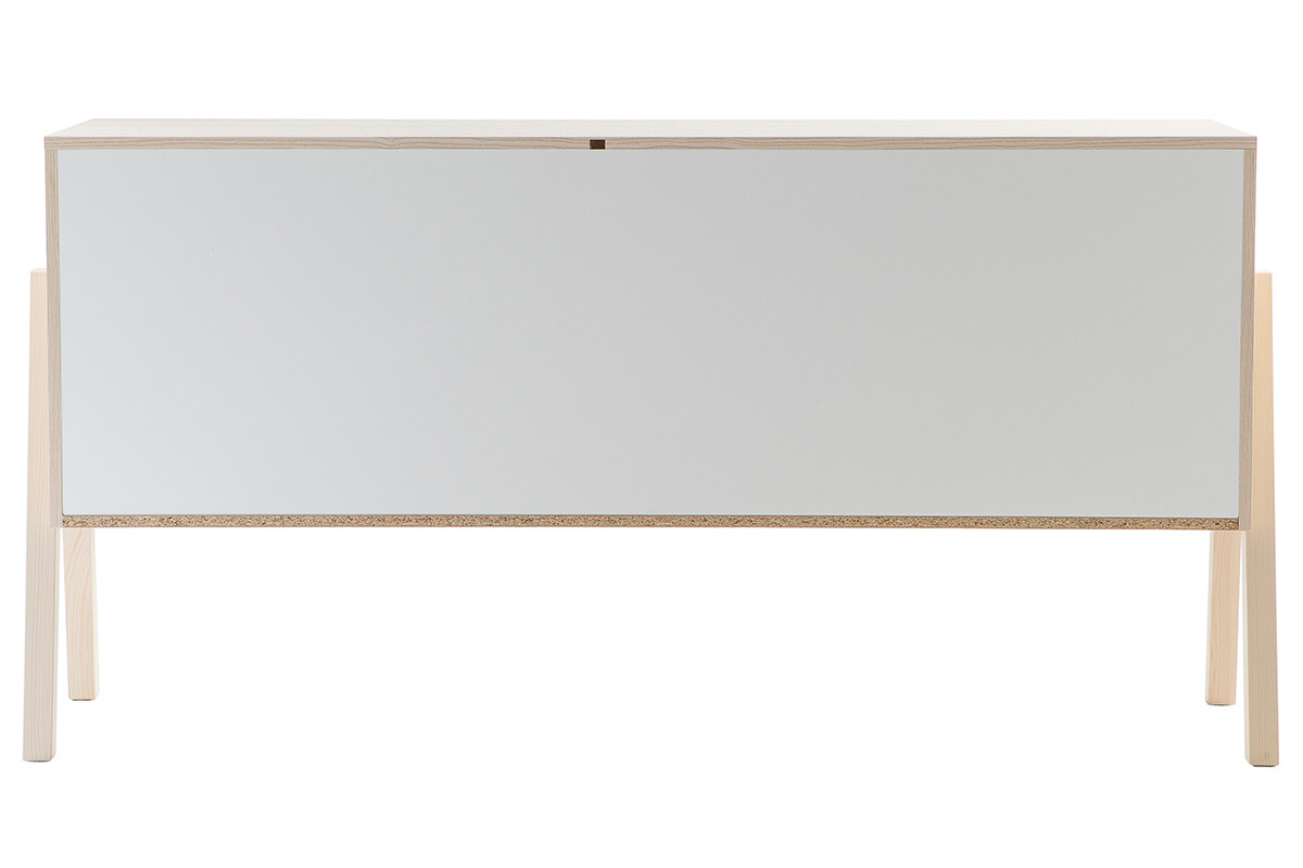 Design-Sideboard 1 T�ren/2 Schubladen Wei� und Holz EASY