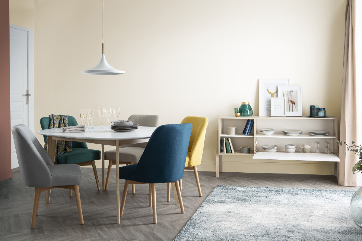 Design-Sideboard 1 T�ren/2 Schubladen Wei� und Holz EASY