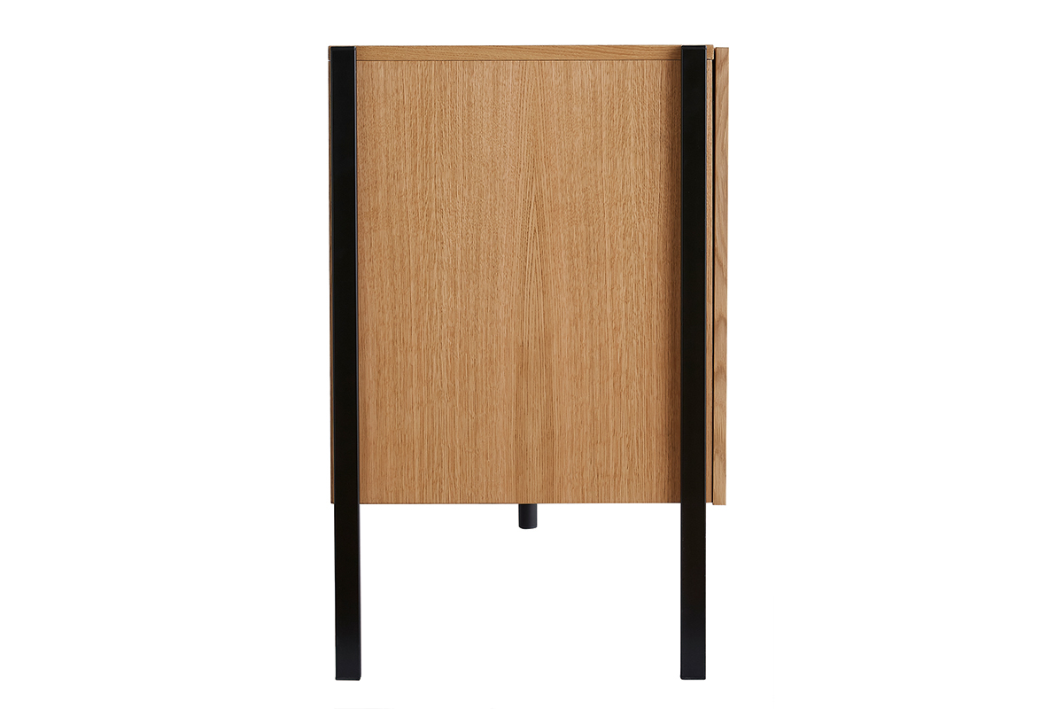 Design-Sideboard 2 Tren 1 Schublade Eiche und schwarzes Metall B175 cm HEDA