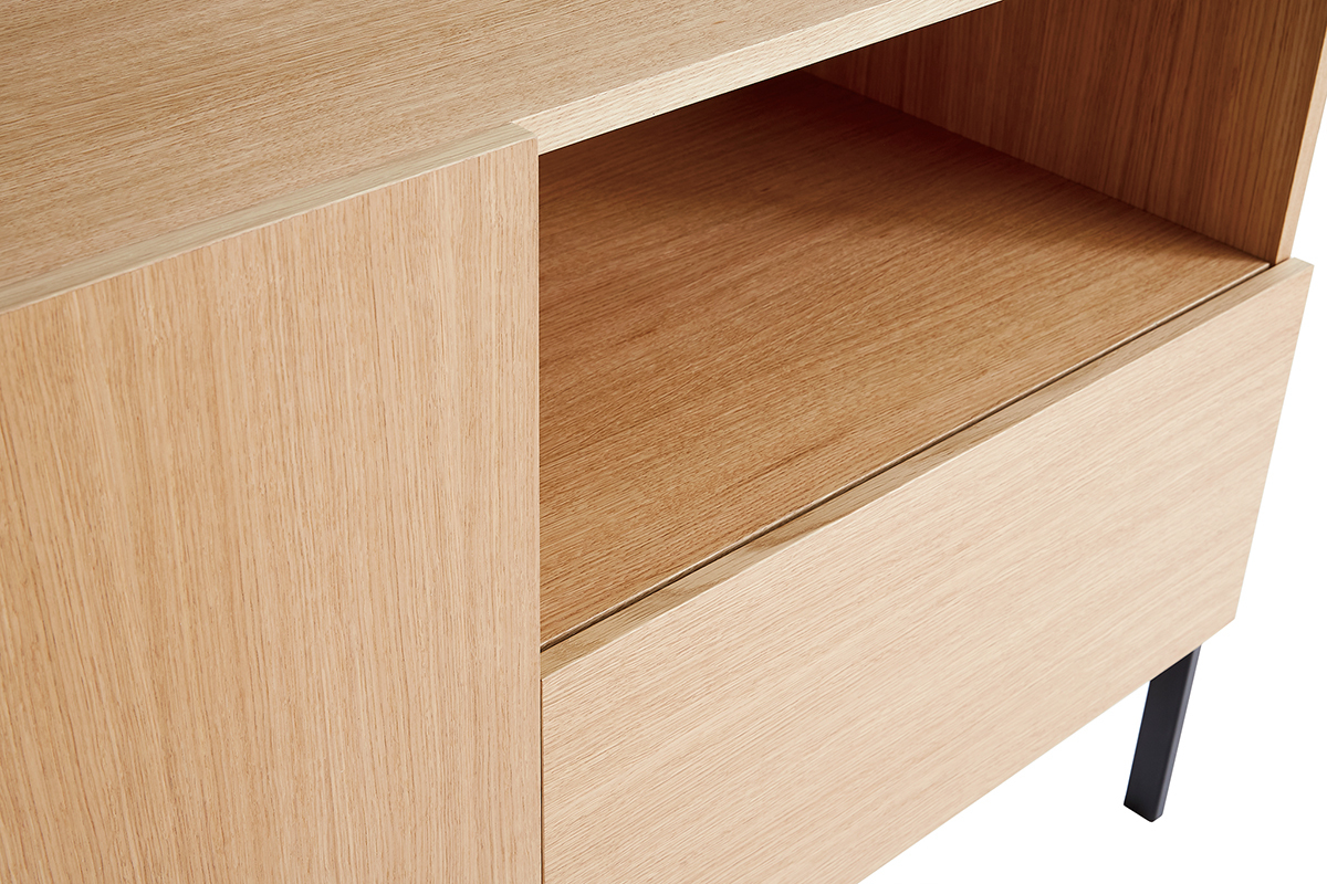 Design-Sideboard 2 Tren 1 Schublade Eiche und schwarzes Metall B175 cm HEDA