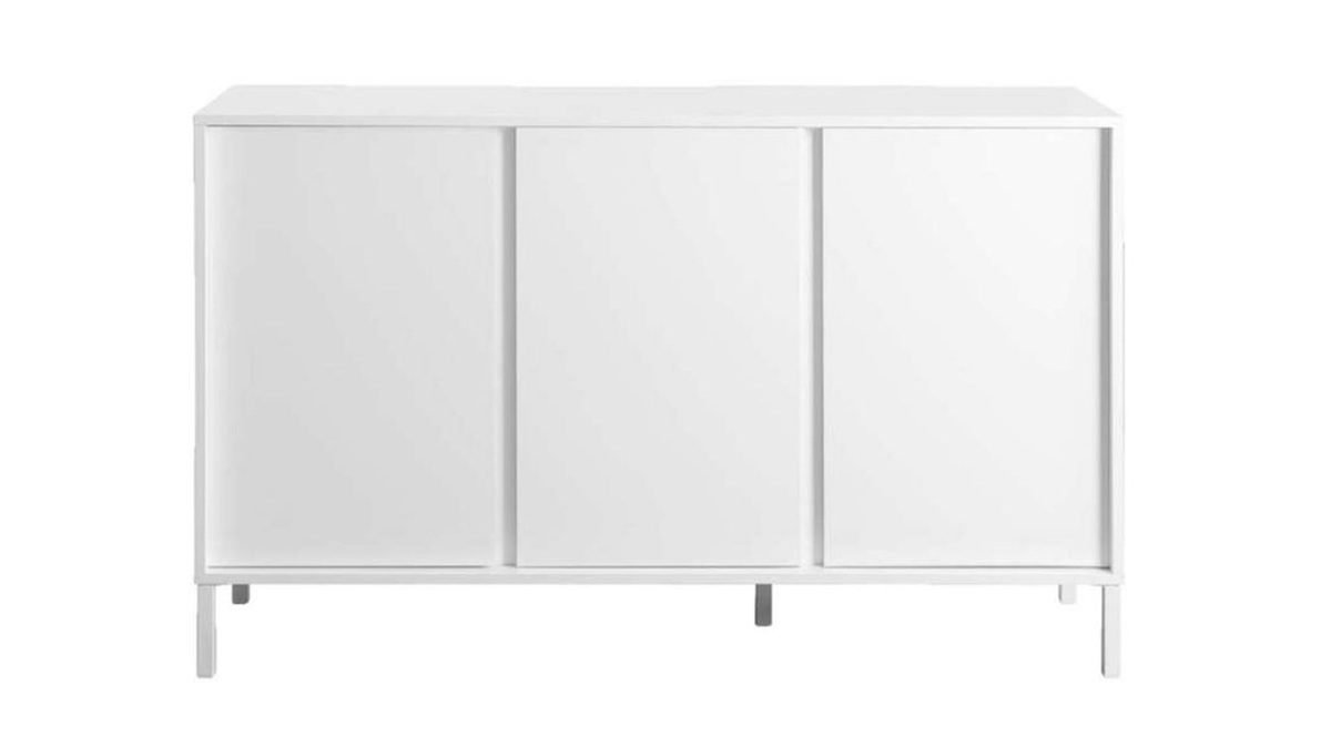 Design-Sideboard 3-trig wei lackiert mit weien Metallfen L137 cm MIKY