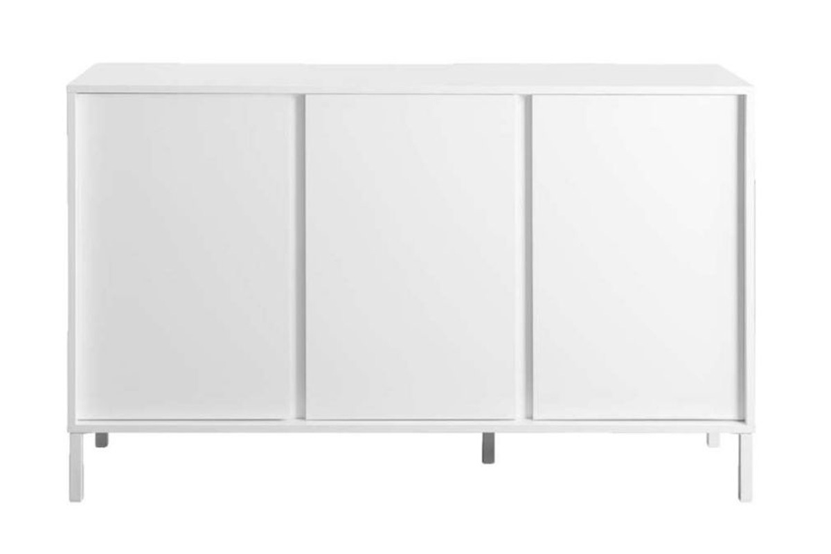 Design-Sideboard 3-trig wei lackiert mit weien Metallfen L137 cm MIKY