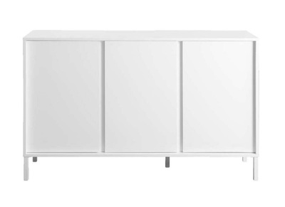Design-Sideboard 3-türig weiß lackiert mit weißen Metallfüßen L137 cm MIKY