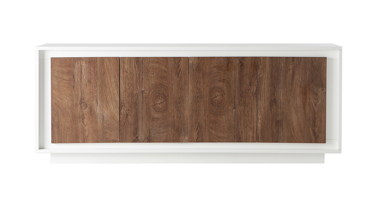 Design-Sideboard 4 Tren wei und dunkles Holz-Dekor LAND