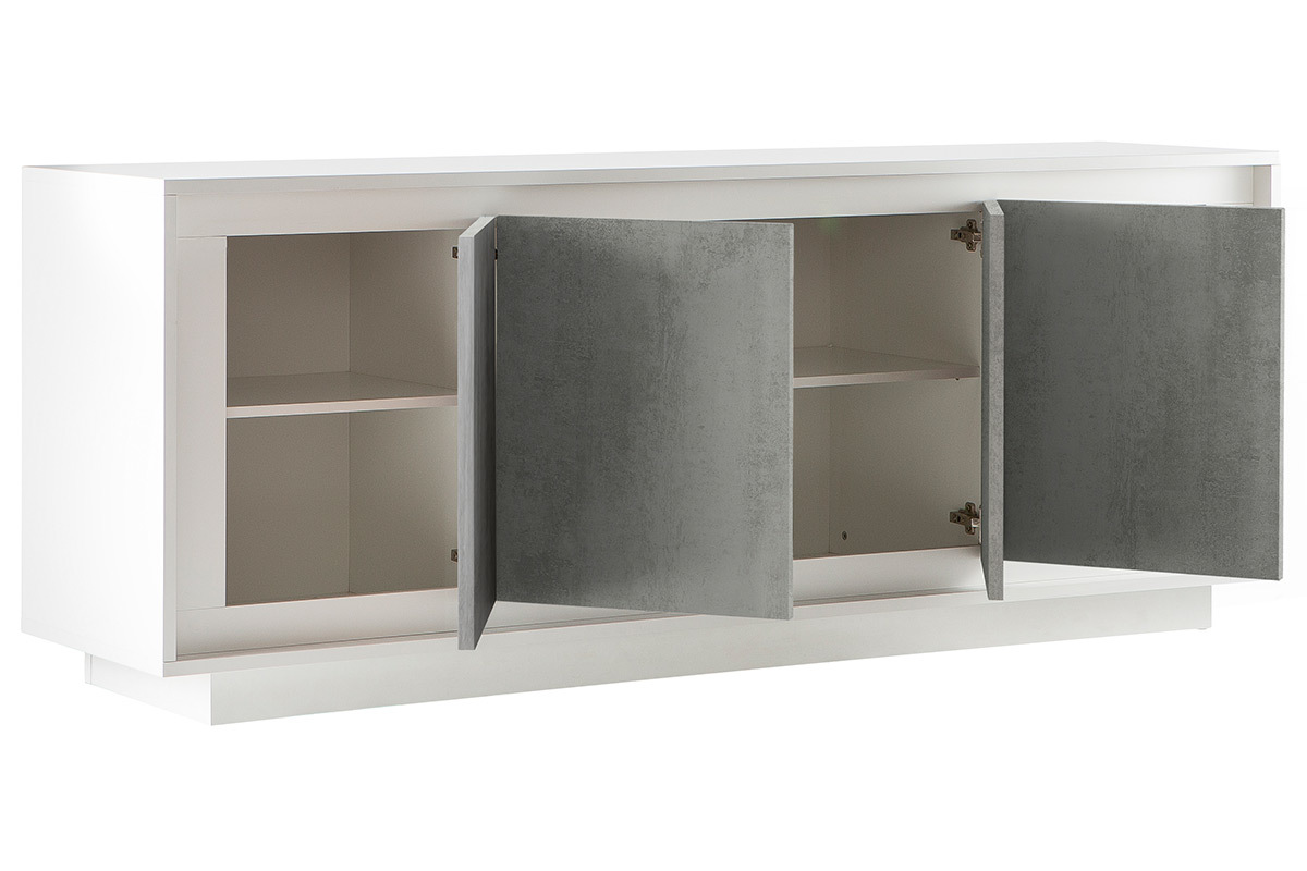 Design-Sideboard 4 Tren wei und Zement-Dekor LAND
