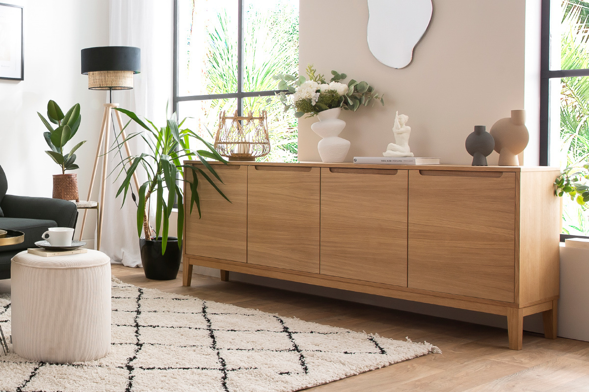 Design Sideboard 4-trig helle Eiche B190 cm ELITA