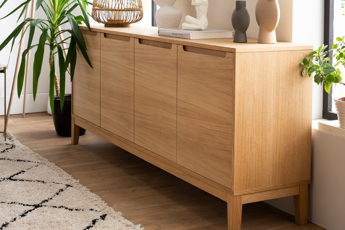 Design Sideboard 4-trig helle Eiche B190 cm ELITA