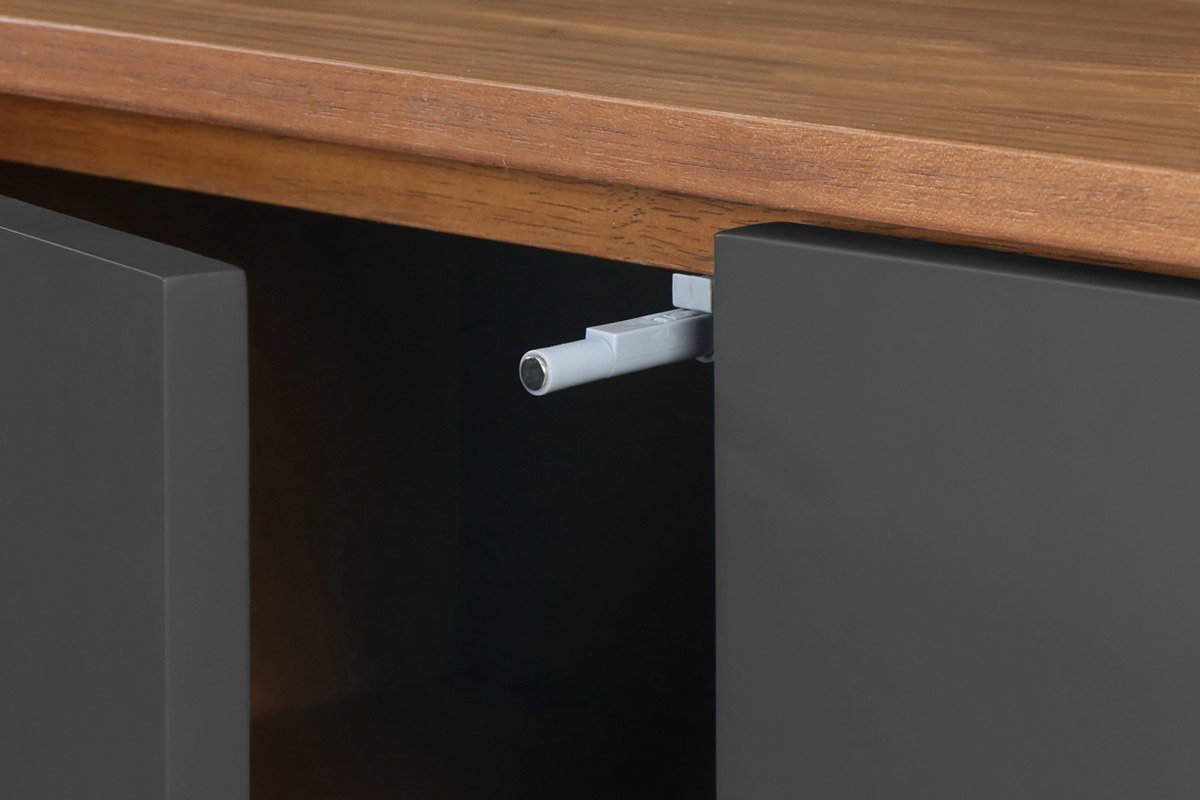 Design-Sideboard Anthrazitgrau und Nussbaum NEELA