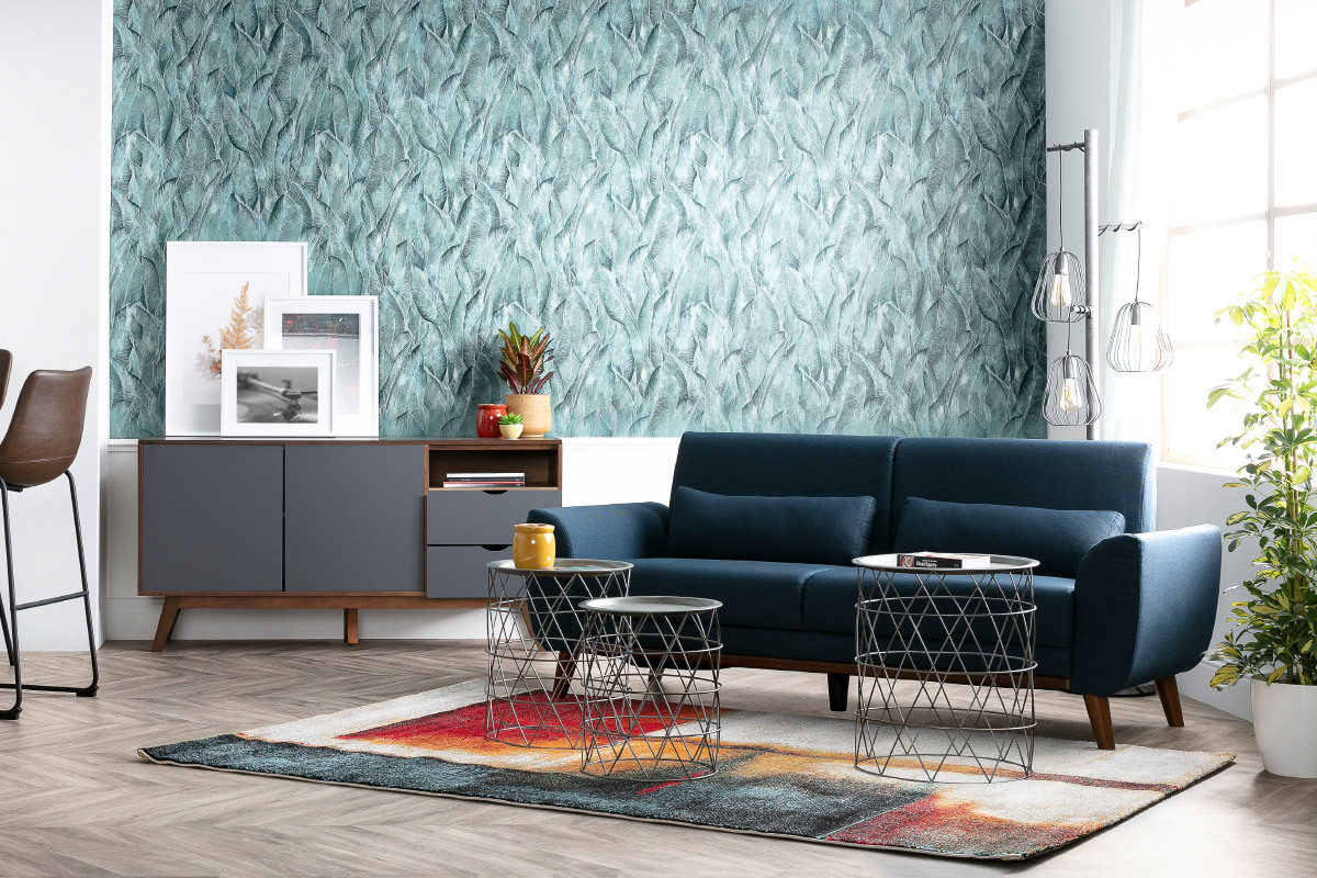 Design-Sideboard Anthrazitgrau und Nussbaum NEELA