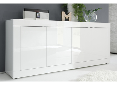 Design-Sideboard brillantwei&szlig; mit 4 T&uuml;ren L207 cm LATTE