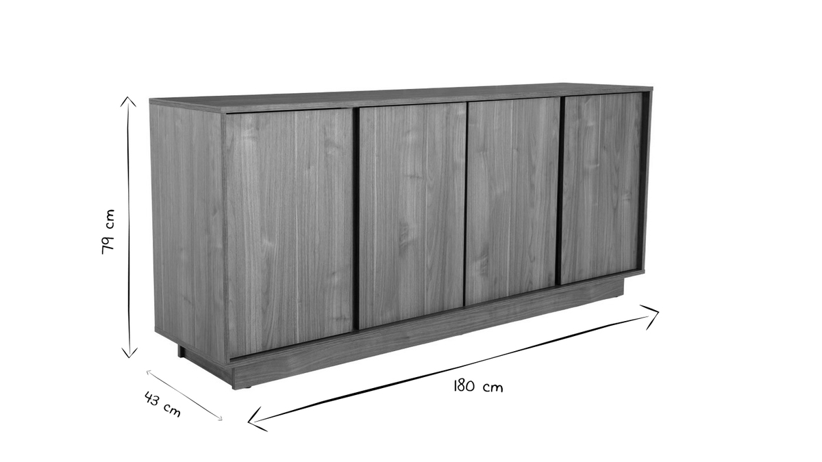 Design-Sideboard glänzend Walnussoptik L180 cm COMO