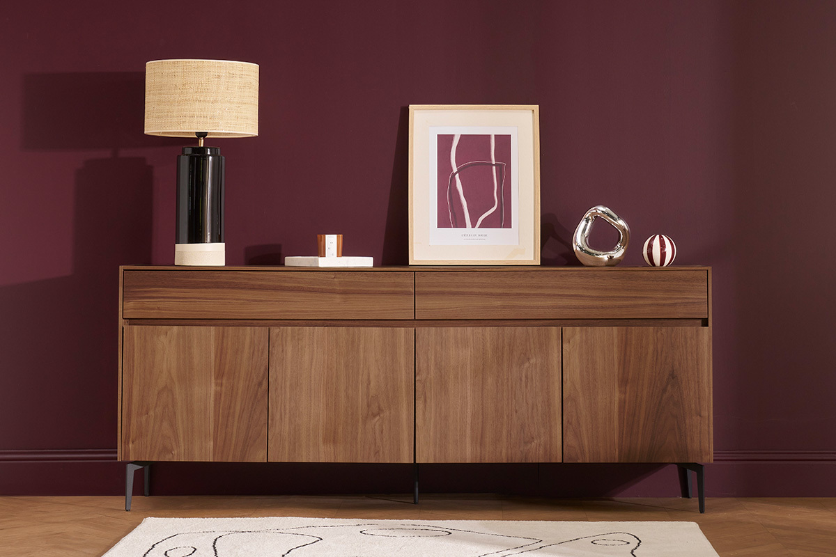 Design-Sideboard mit Walnussfurnier L180 cm BLISS