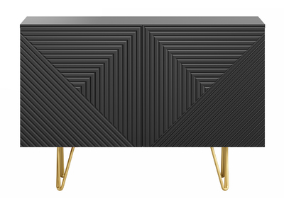 Design-Sideboard schwarz und goldfarbenes Metall 2-türig L107 cm OZEN