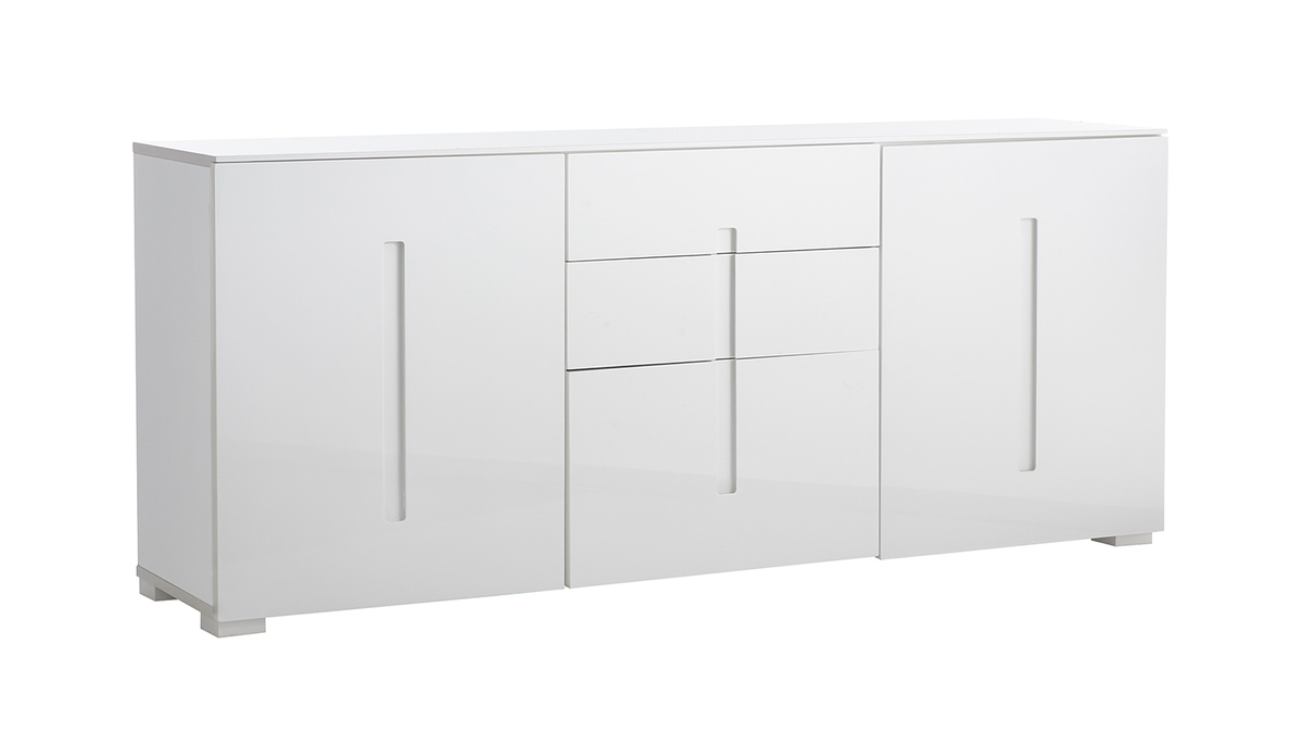Design-Sideboard Weiß lackiert 2 Türen 3 Schubladen TED