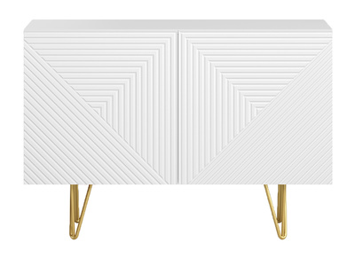 Design-Sideboard weiß und goldfarben mit 2 Türen B107 cm OZEN