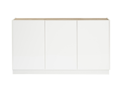 Design Sideboard Weiß und helles Holz 3 Türen B155 cm NELIO