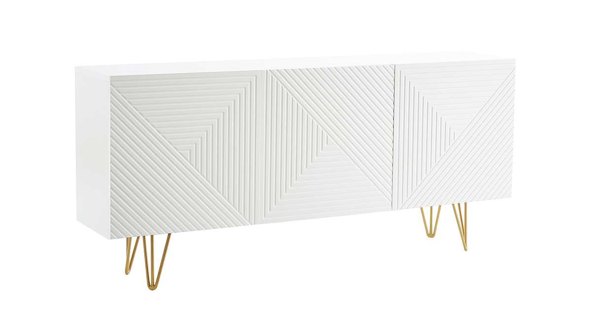 Design-Sideboard wei und vergoldet B160 cm OZEN