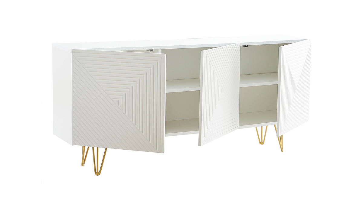 Design-Sideboard wei und vergoldet B160 cm OZEN