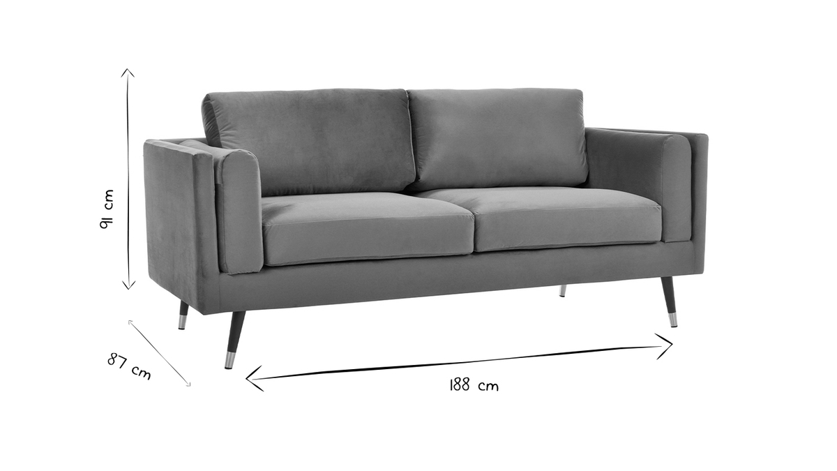 Design-Sofa 2/3-Sitzer in gelben Samtstoff, dunkles Holz und goldfarbenes Metall STING