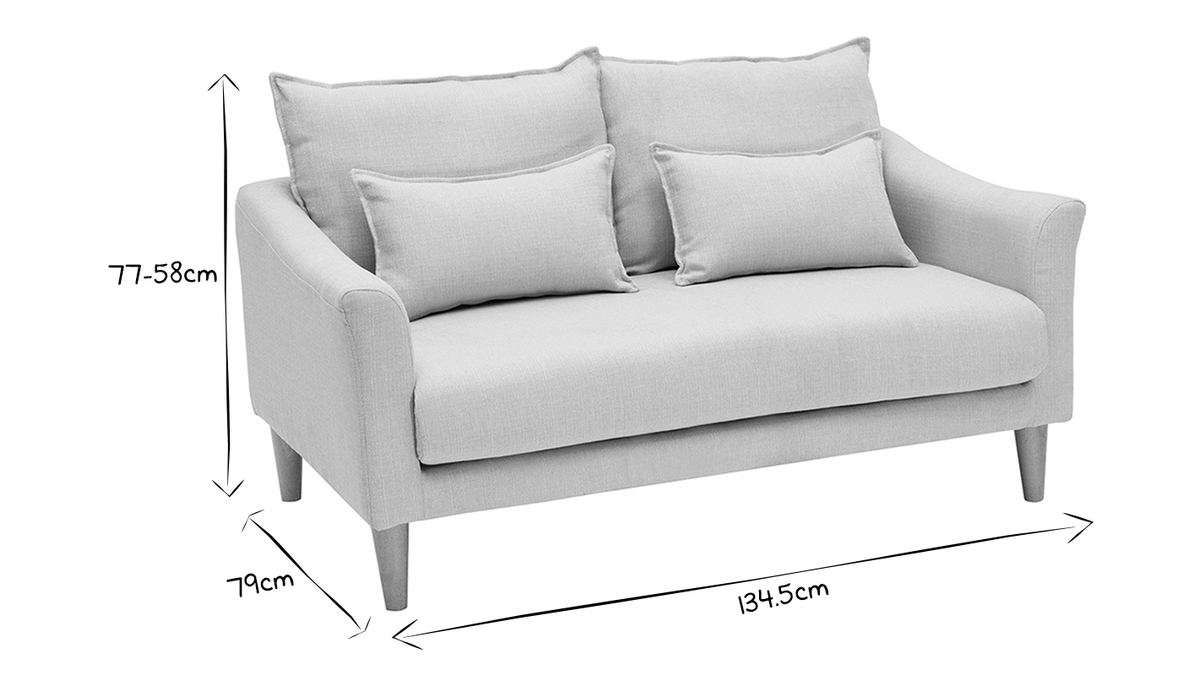 Design-Sofa 2 Plätze beiger Stoff KATE