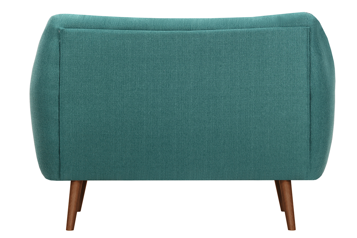 Design-Sofa 2 Pltze Blaugrn Beine Nussbaum OLAF