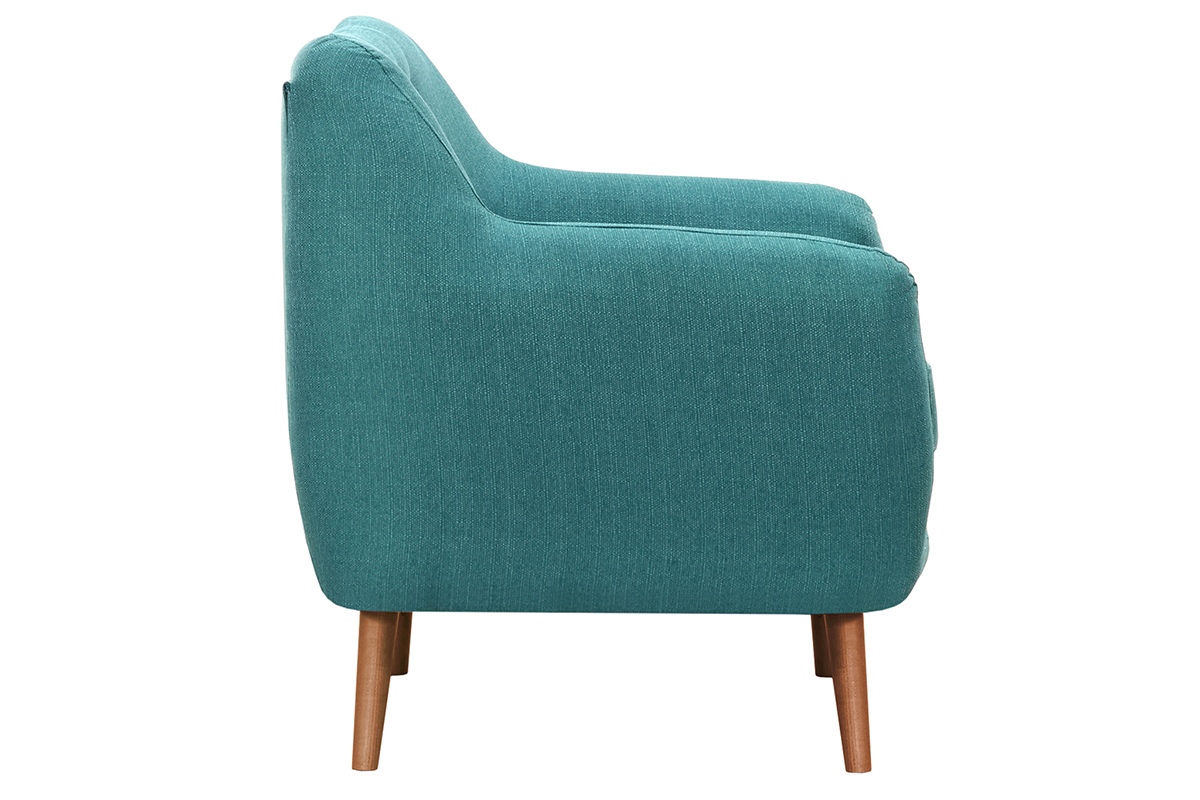 Design-Sofa 2 Pltze Blaugrn Beine Nussbaum OLAF