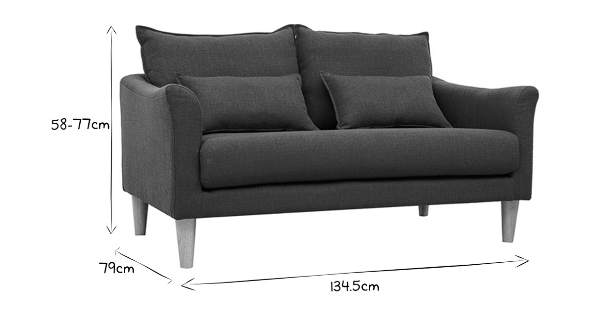 Design-Sofa 2 Plätze Grau KATE