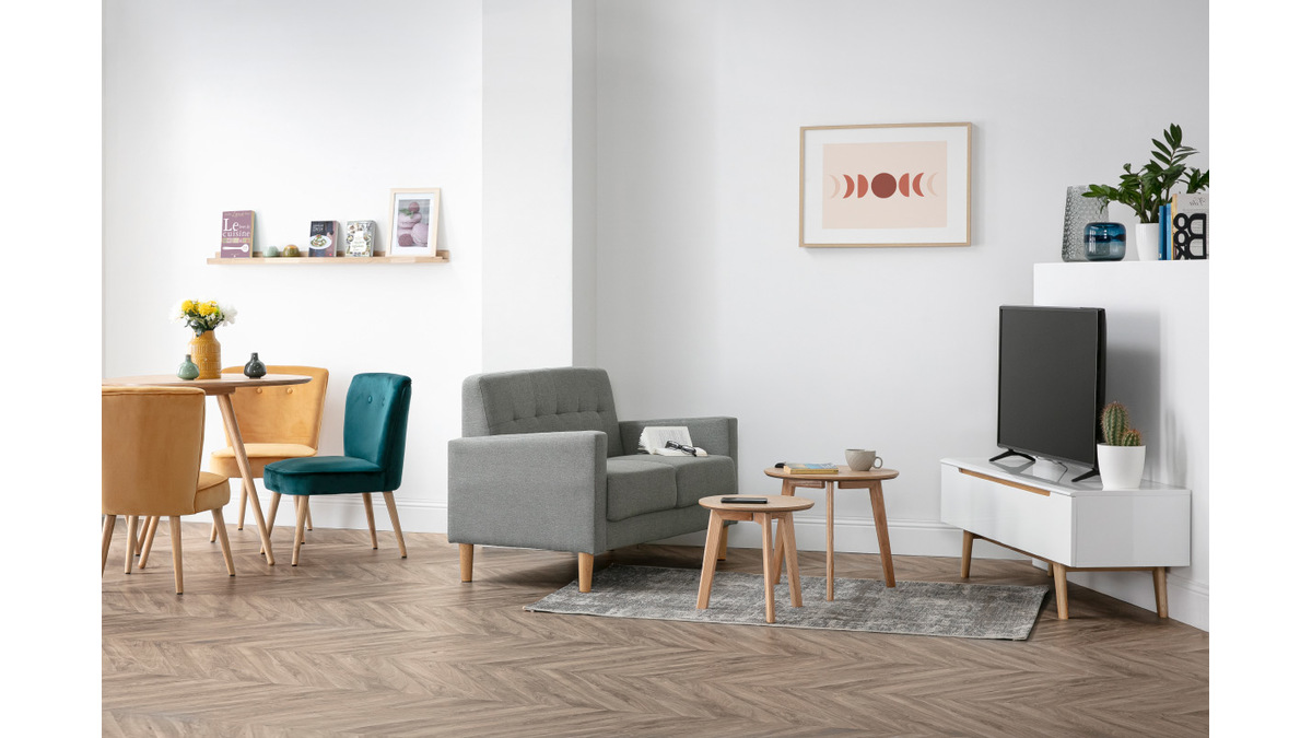 Design-Sofa 2 Pltze Naturfarben MOON