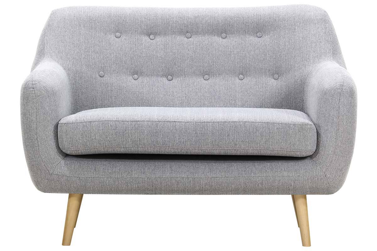 Design-Sofa 2 Pltze Perlgrau Fe helles Holz OLAF