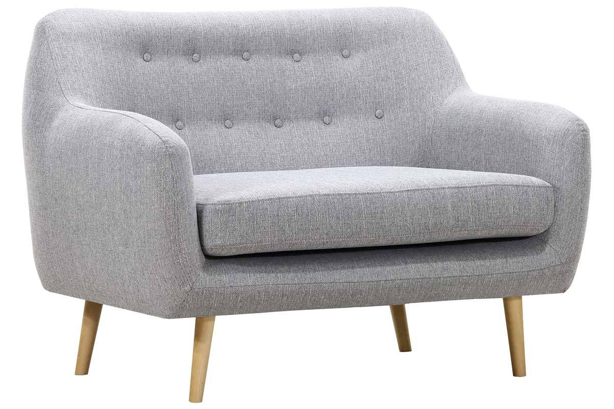 Design-Sofa 2 Pltze Perlgrau Fe helles Holz OLAF