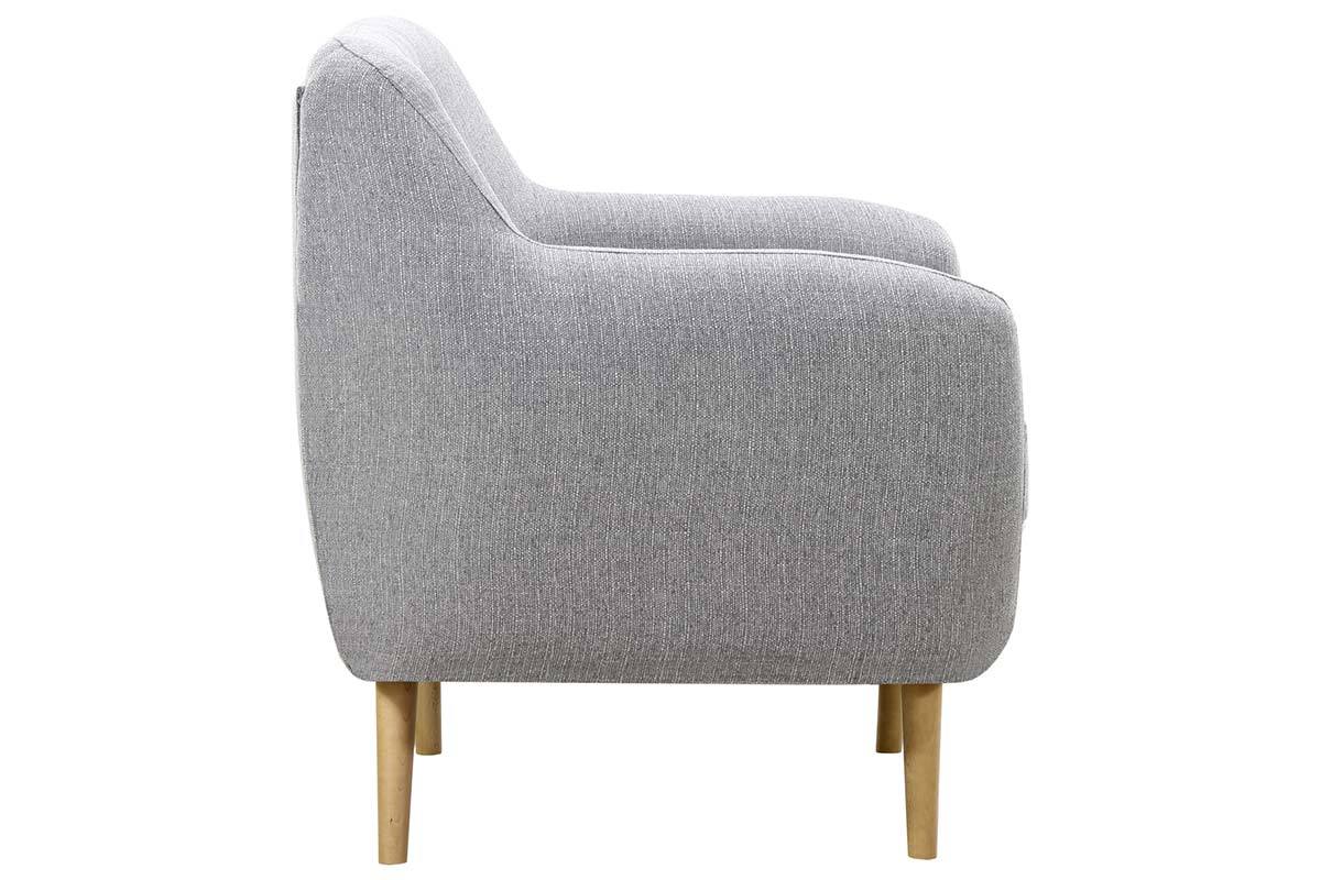 Design-Sofa 2 Pltze Perlgrau Fe helles Holz OLAF