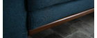 Design-Sofa 2 Plätze Stoff Blau und Füße Nussbaum EKTOR