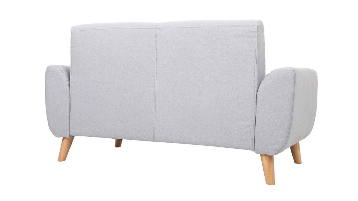 Design-Sofa 2 Pltze Stoff Grau Eichenbeine EKTOR