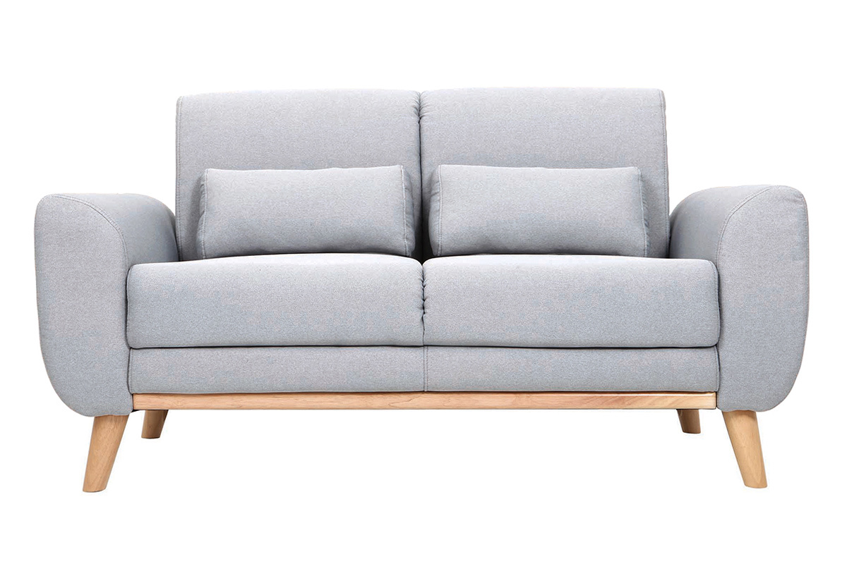 Design-Sofa 2 Pltze Stoff Grau Eichenbeine EKTOR