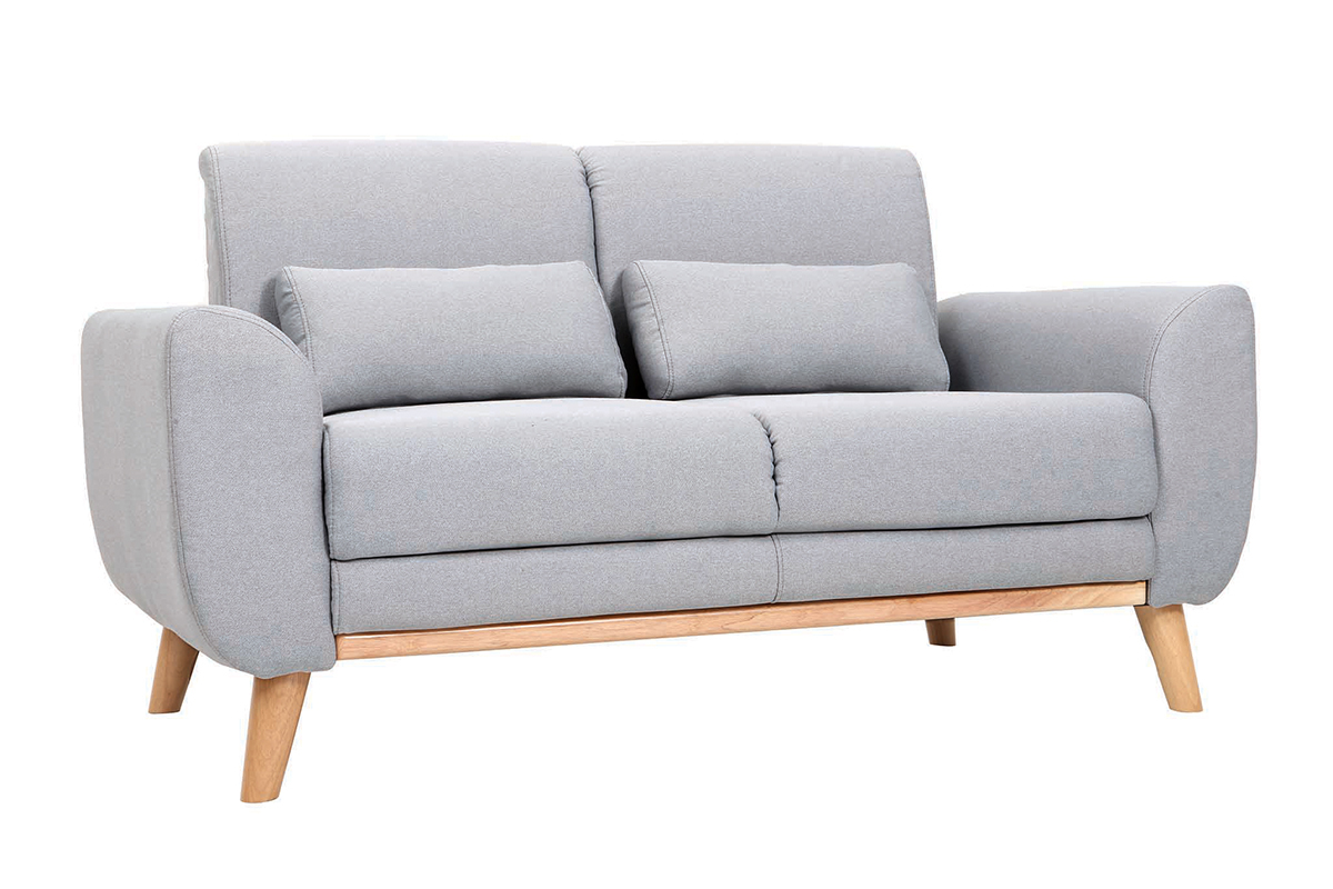 Design-Sofa 2 Pltze Stoff Grau Eichenbeine EKTOR