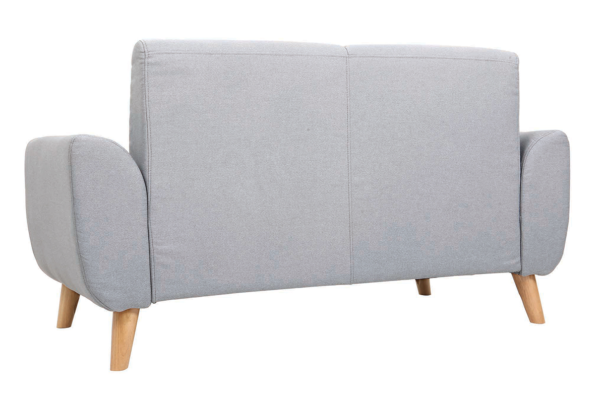 Design-Sofa 2 Pltze Stoff Grau Eichenbeine EKTOR