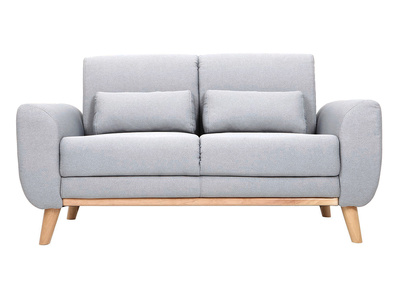 Design-Sofa 2 Plätze Stoff Grau Eichenbeine EKTOR