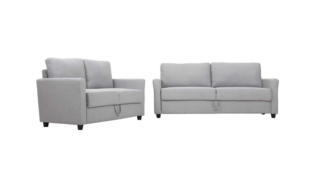 Design-Sofa 2 Pltze und Kasten - Stoff und Rubberwood - ELYOT