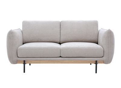 Design-Sofa 2-Sitzer aus beigefarbenem Chenille-Stoff und schwarzem Metall TODD