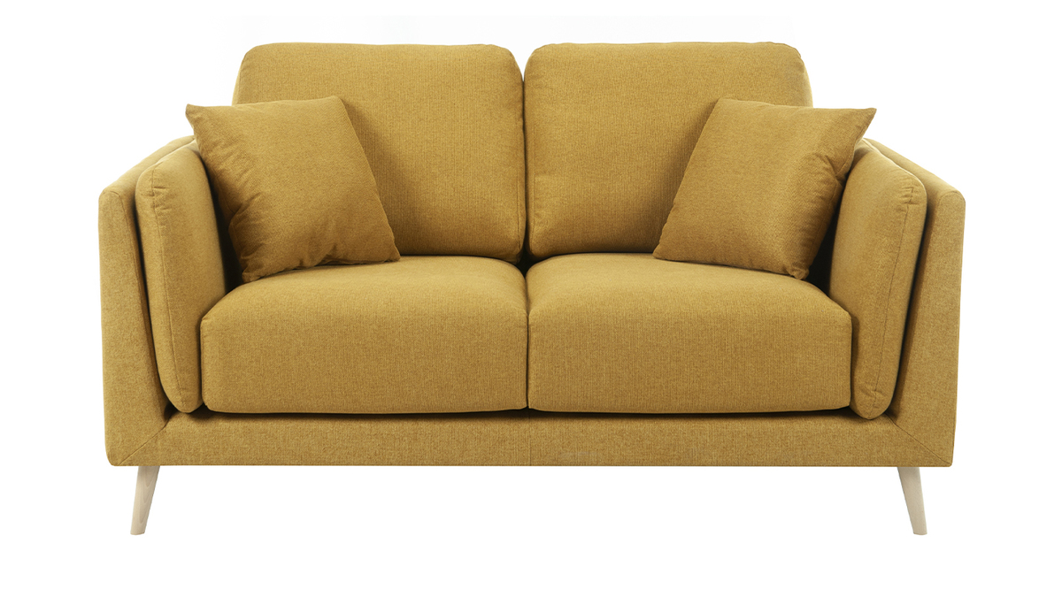Design-Sofa 2-Sitzer aus gelbem Stoff VOGUE