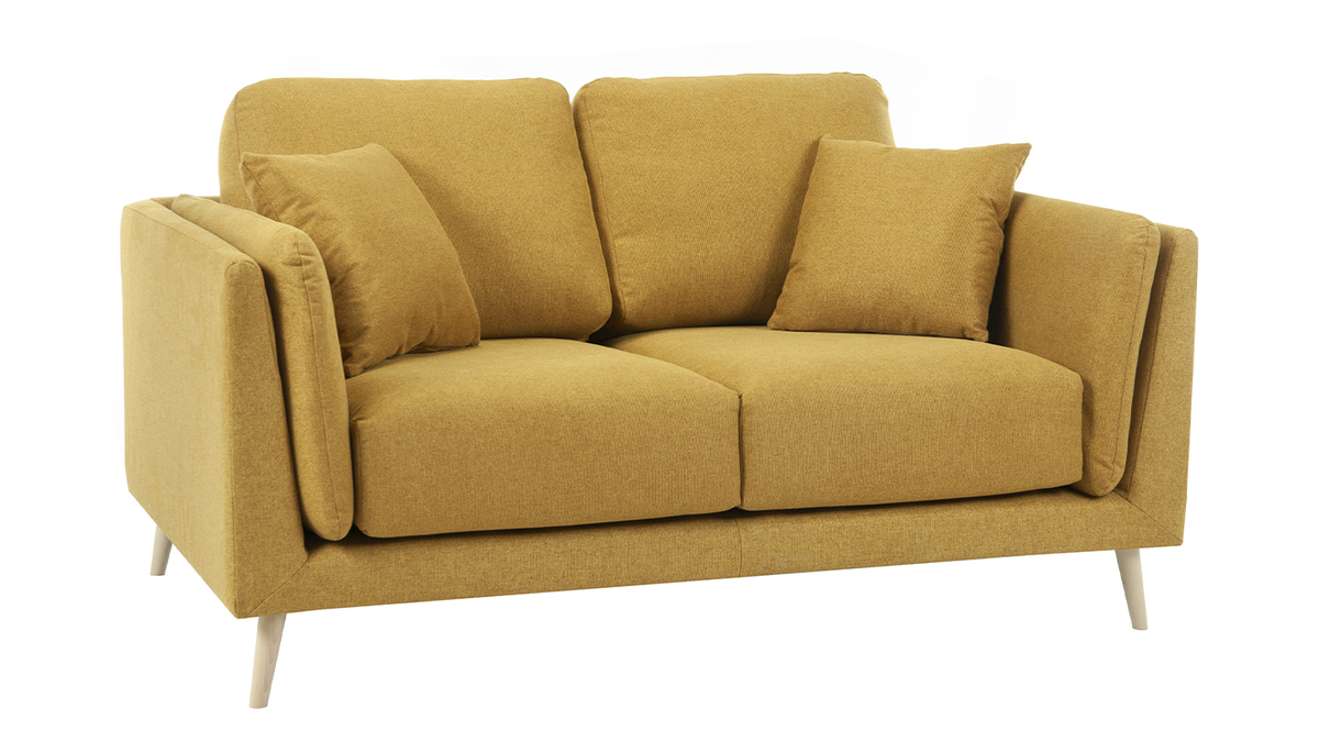 Design-Sofa 2-Sitzer aus gelbem Stoff VOGUE