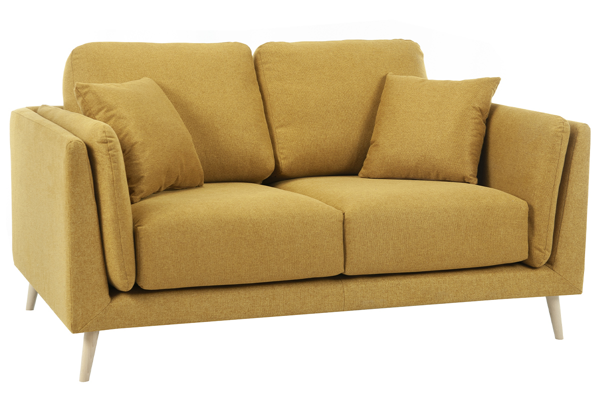Design-Sofa 2-Sitzer aus gelbem Stoff VOGUE