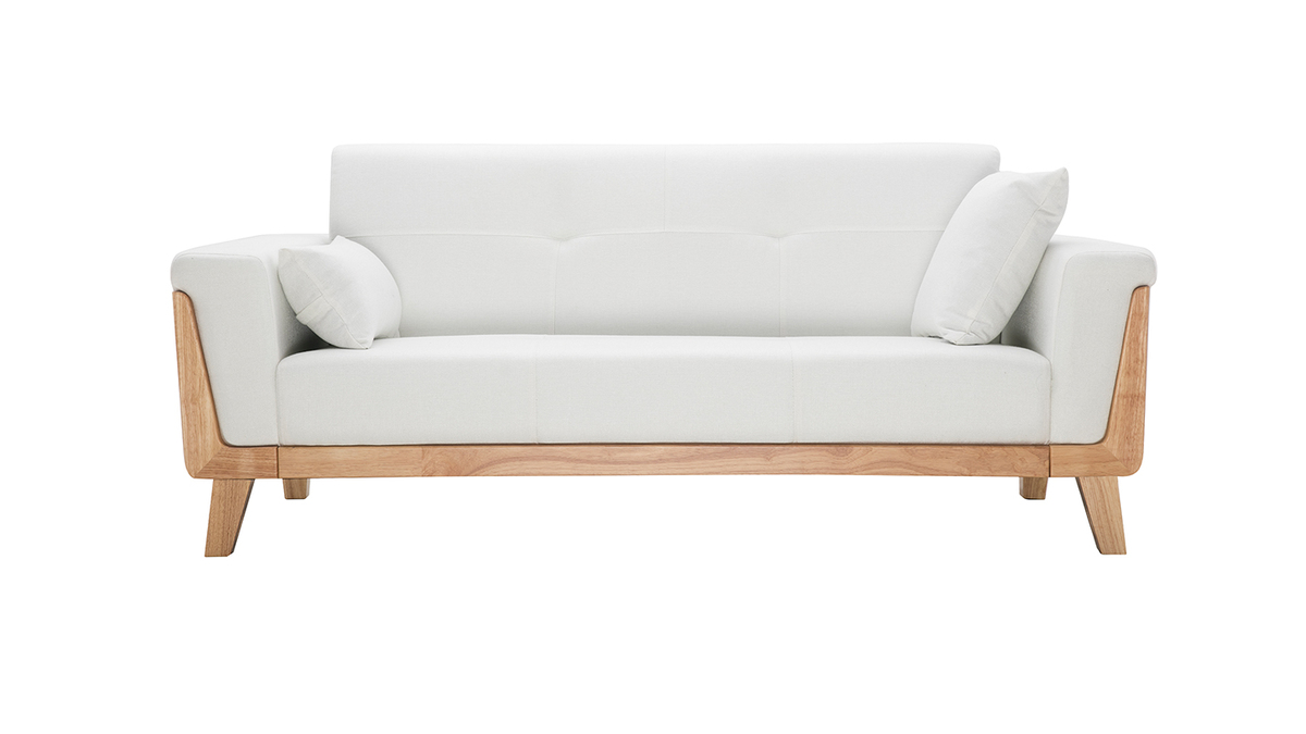 Design-Sofa 3 Plätze Altweiß Holzbeine FJORD