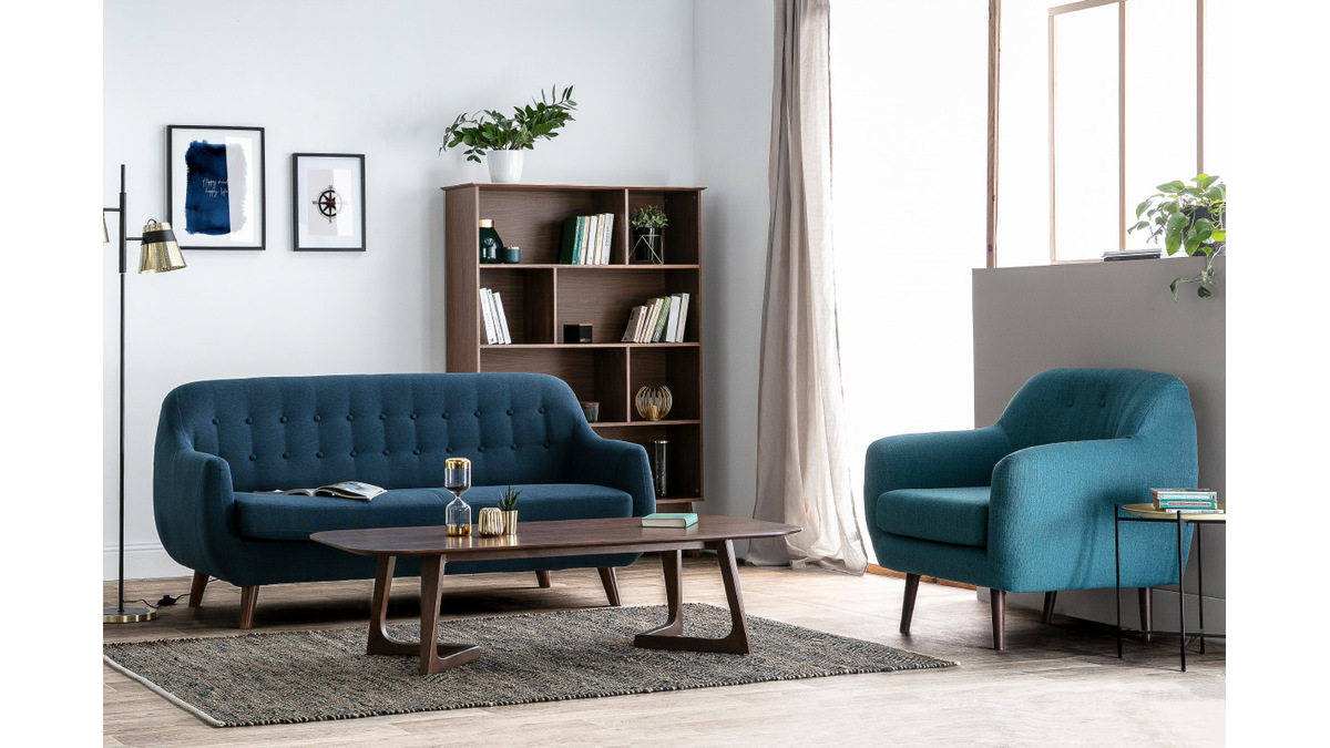 Design-Sofa 3 Pltze Blau YNOK