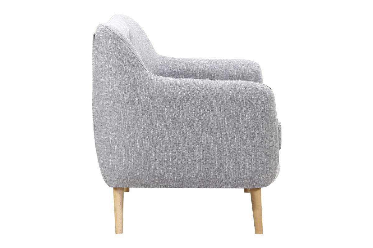 Design-Sofa 3 Pltze Buche und Stoff Perlgrau OLAF