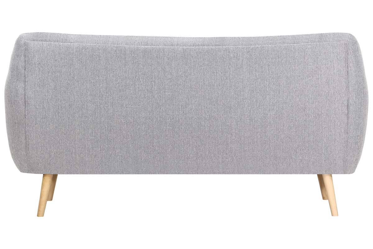 Design-Sofa 3 Pltze Buche und Stoff Perlgrau OLAF