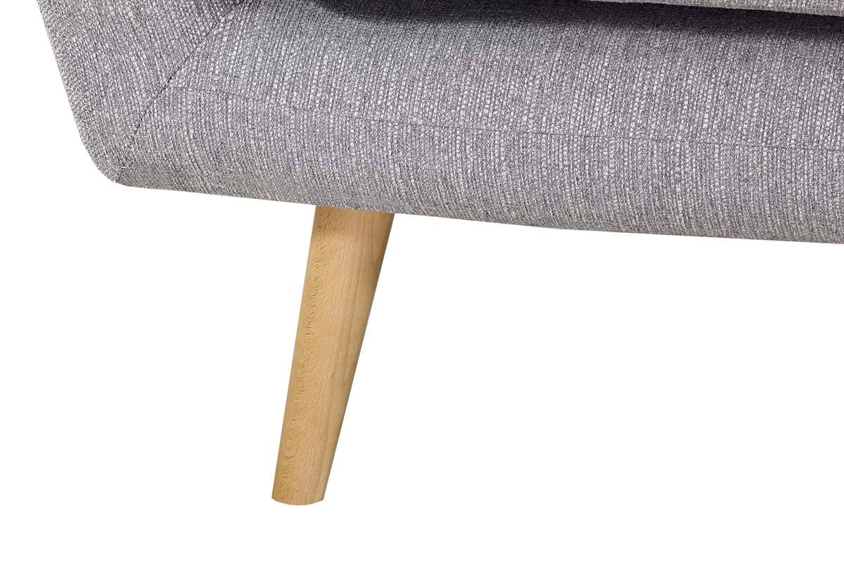 Design-Sofa 3 Pltze Buche und Stoff Perlgrau OLAF