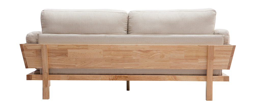 Design-Sofa 3 Plätze Cremeweiß Holzbeine KYO